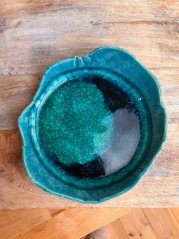 Keramická miska „Tyrkys“ s krakelovaným sklom 18 cm