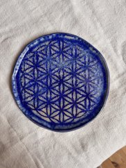 Ručne robený keramický tanier kvet života | priemer 20 cm