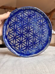 Ručne robený keramický tanier kvet života | priemer 20 cm